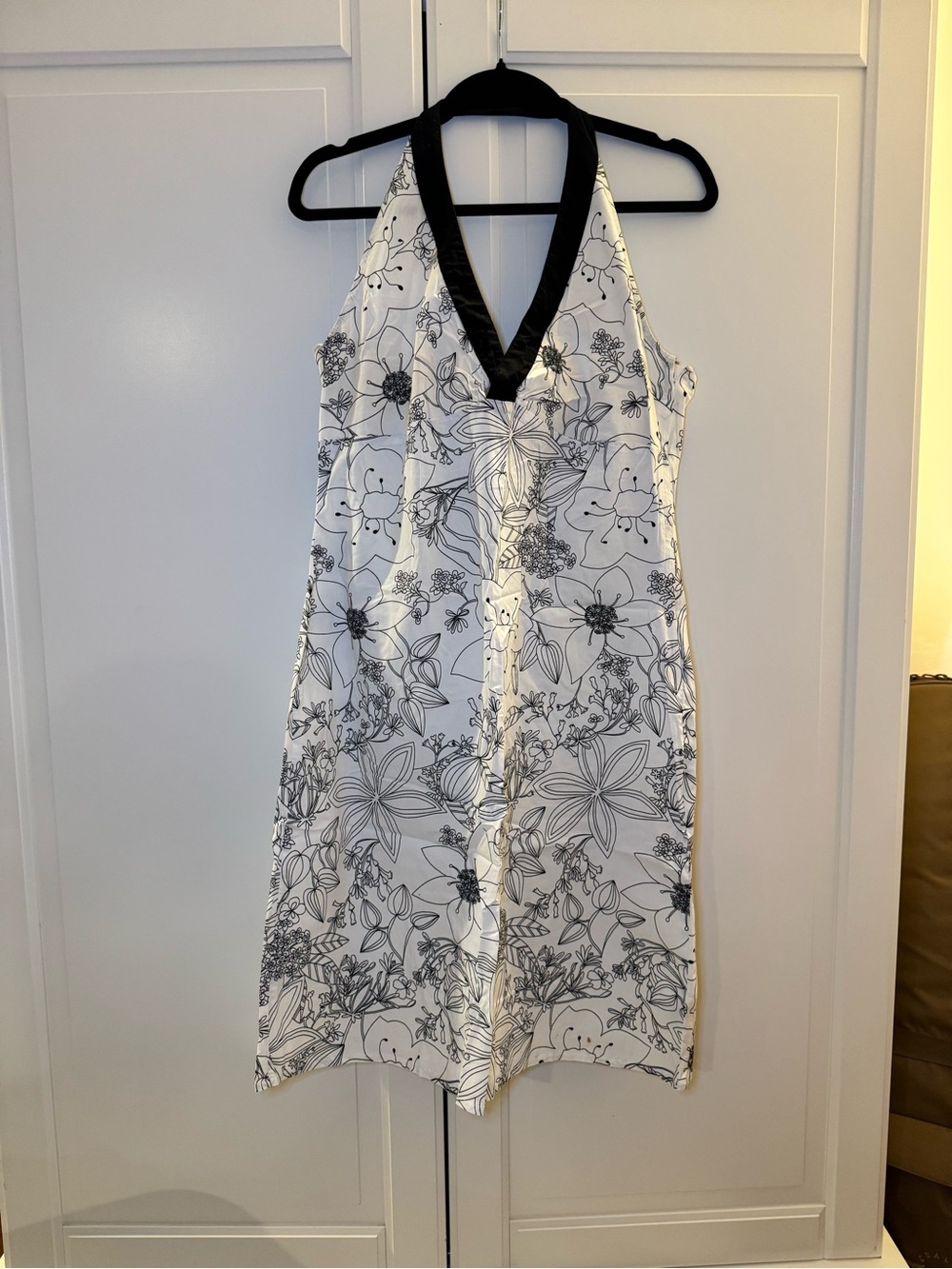 H&M Black & White Floral Halter Chemise
